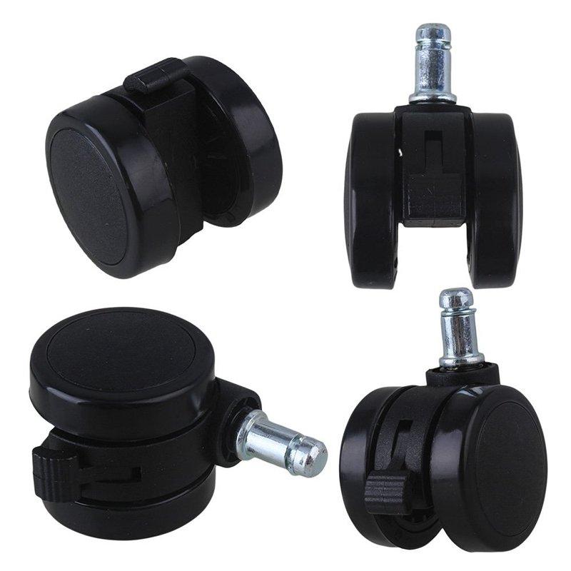 Ruote Girevoli in Metallo PU da 2" per Sedia da Ufficio Ruote per Mobili Gambo con Anello di Presa con Freno per Divano Letto Scaffale Portaoggetti 5 Pezzi