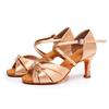 New Adult Latin Dance Shoes: Double Diamond Buckle, Soft Sole, High Heel, Denim, Wide Fit