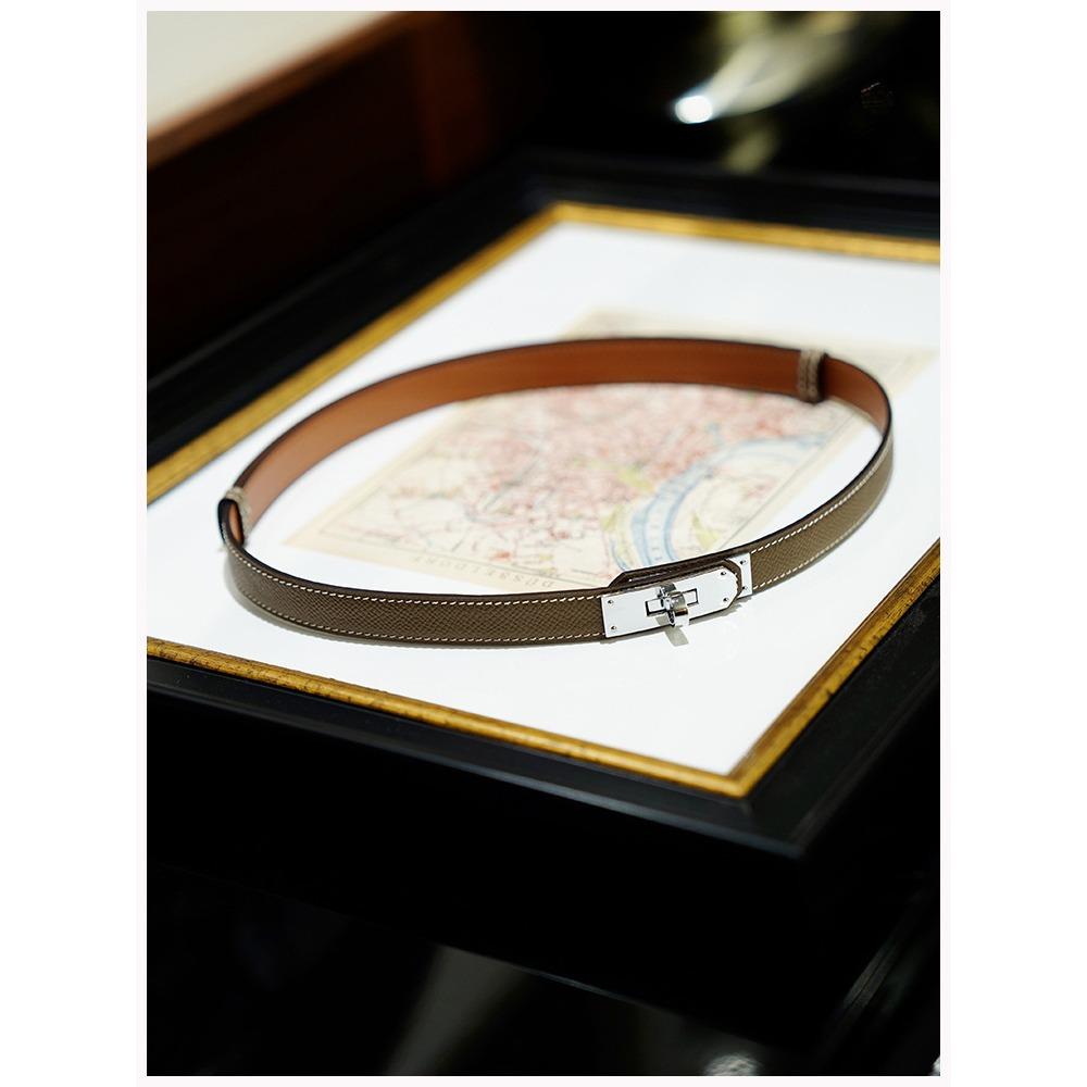 Ekte lær Damebelte i lær Epsom/Swift kalveskinn Dame Justerbart Midjebelte med metallspenne uten hull