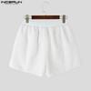 INCERUN Men Drawstring Elastic Waist Zip-up Hem Furry Mini Shorts Pants