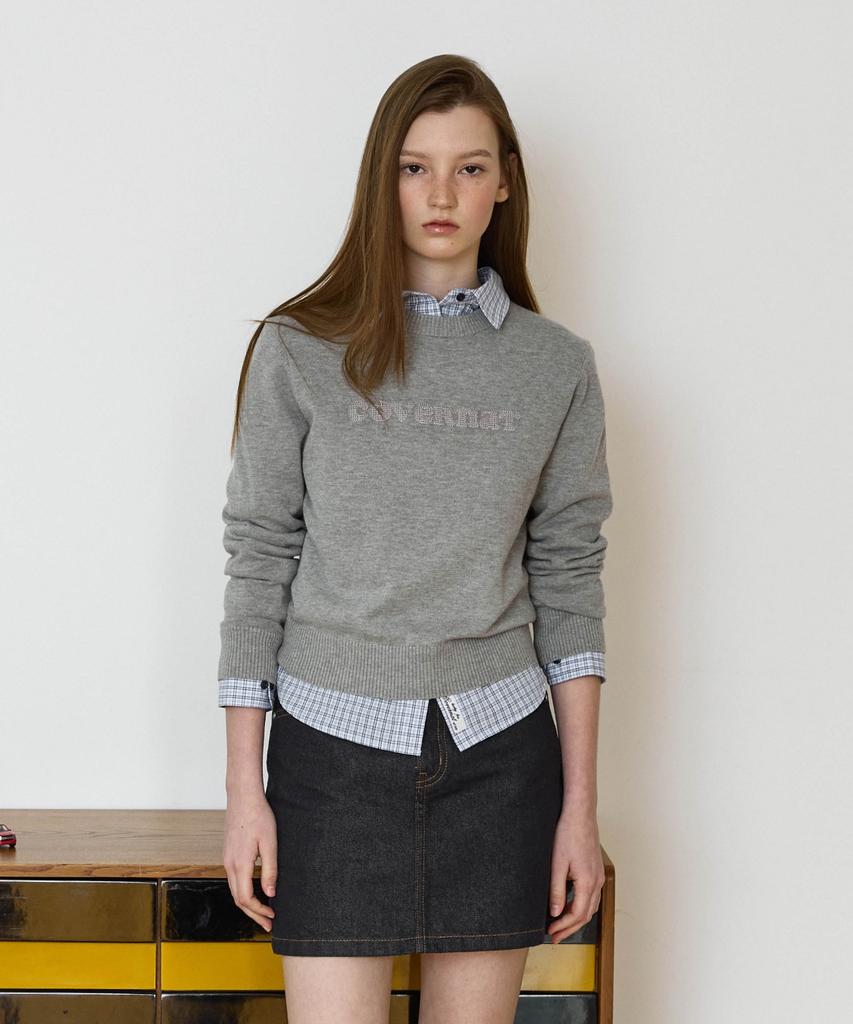 COVERNAT WOMAN Cooper Logo Knit Melange Grey