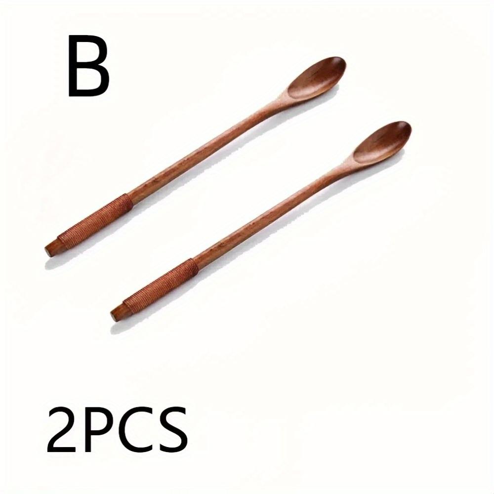 Wooden Stirring Spoons with Long Handles Ideal for Mixing Coffee Tea Iced Beverages and Honey Natural Wood Utensils for Kitchen