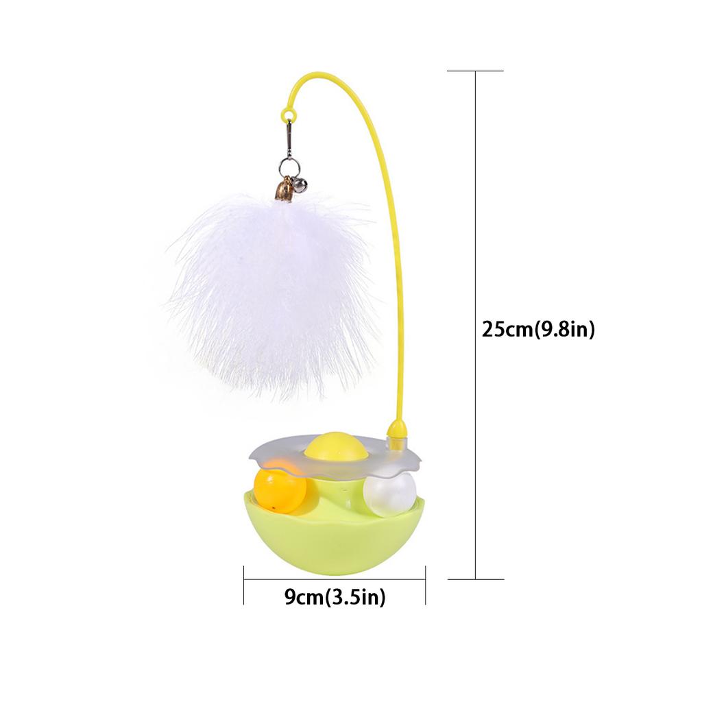 Interactive Cat Rolling Toy ABS Base with Feather Rolling Ball Anti Tipping Design for Cat Play Toy