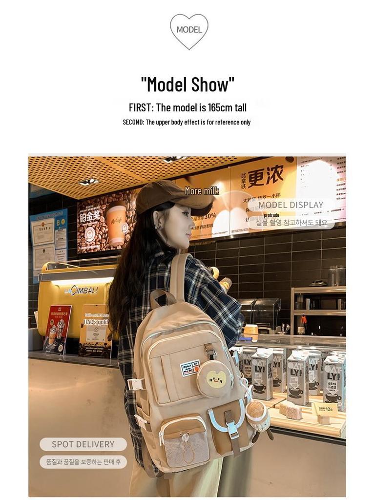 Trendy Korean-Style Large Capacity Backpack for Female Students – Lightweight and Perfect for School or Travel