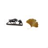 Modern Feng Shui Figurine with Wrought Iron Ginkgo Leaves Abstract Wall Sculpture for Desk Living