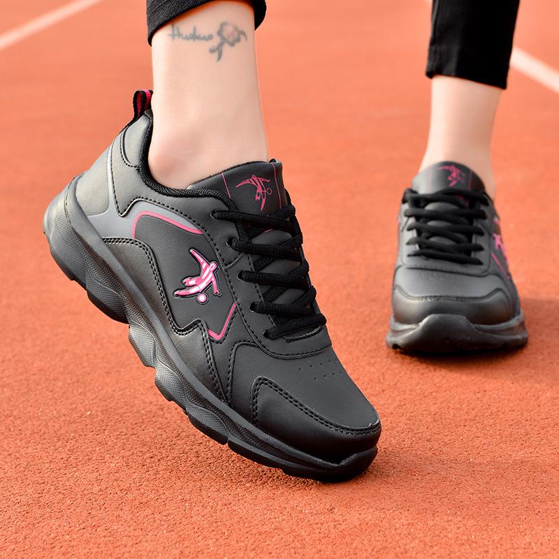 Joni Danlai Sports Women's Shoes Student Feet Soft Leather Surface Waterproof Non-slip Lightweight Women's Running Shoes Spring and Autumn