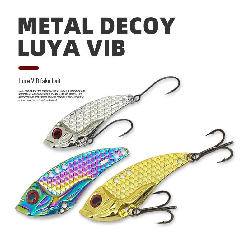 

Dragon Scale VIB Three-Color Iron Plate Lure: 3-20g with Blood Groove and Reinforced Treble Hooks for Blackfish. 3g
