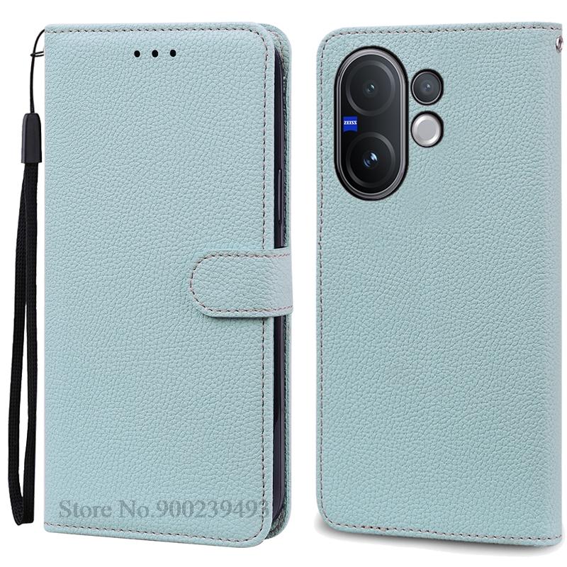 

Для чехла Vivo V60 Кожаный кошелек Чехол-книжка Для чехла для телефона Vivo V60 5G Мобильная крышка Coque Fundas Etui Для чехла Vivo V60 For Vivo V60 5G светло-синий