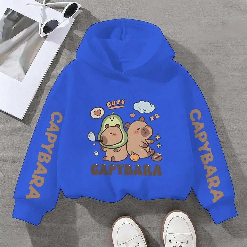 Felpe natalizie autunnali/invernali per bambini, con un divertente motivo capibara, abbigliamento sportivo da esterno per ragazzi e ragazze.