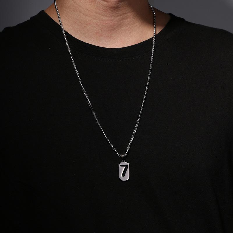 Neutral Lucky Number 7-Word Necklace Hip Hop Men's and Women's Fashion Simple Trendy Sweater Chain Street Dance Accessories