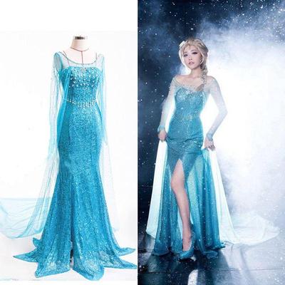 Erwachsenen Prinzessin Elsa Weißes Kleid - Frozen Königin & Cinderella Anime Stil