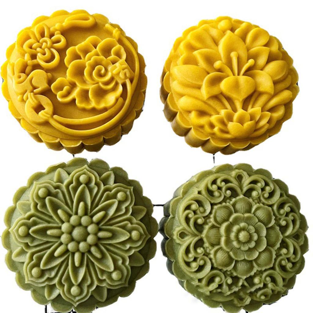 Plastic Mooncake Stamp Cute Flower Shape Mooncake Mold Festival DIY Hand Press Mooncake Cutters Pastry Decorating Gadget