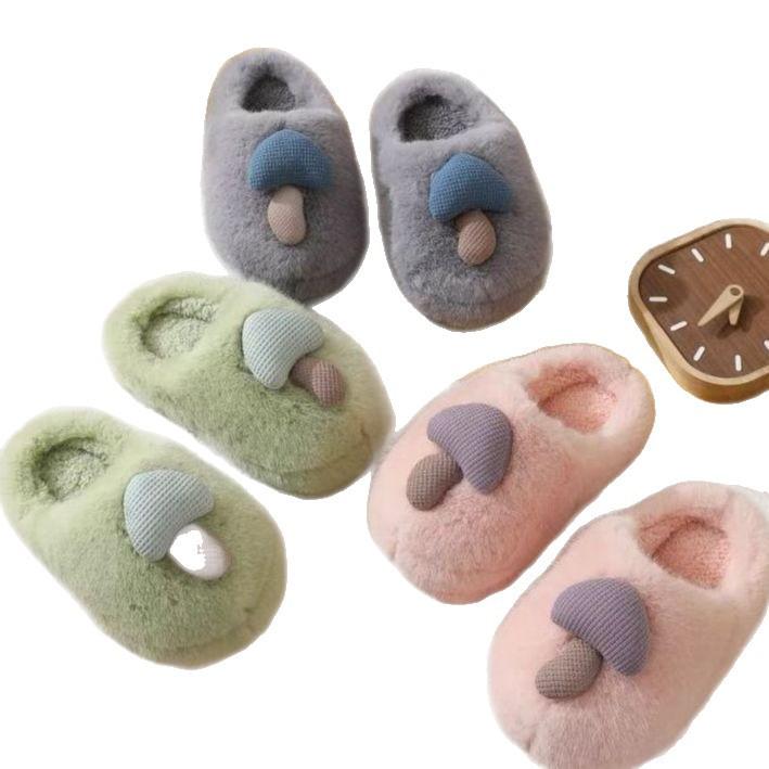 Source thick bottom root mushroom cotton slippers winter couple indoor non-slip household warm fluffy slippers