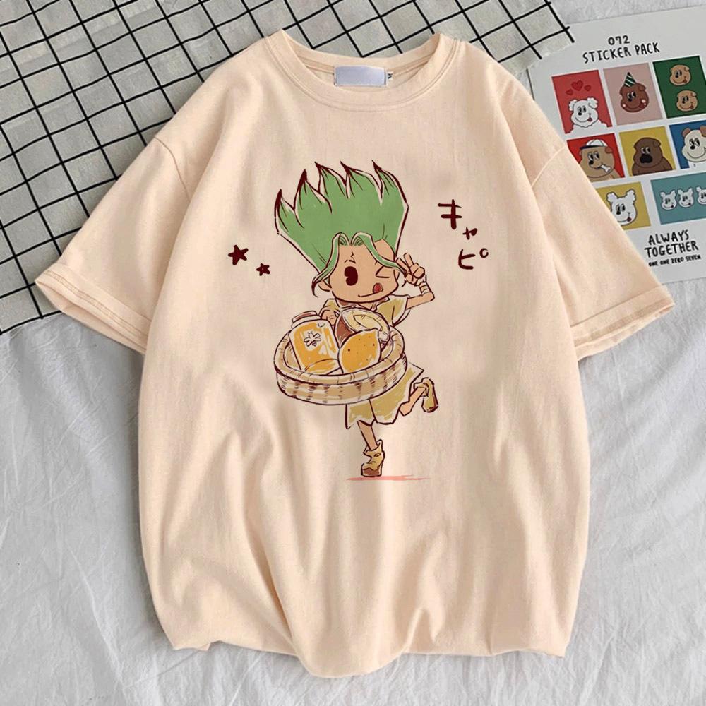 

Dr Stone top tees teen 2000s Trendy aesthetic Colorful anime Women shirt Pastel Vintage Grunge Psychedelic Classic harajuku S