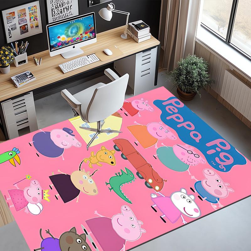 Peppa Pig Pattern Rug, Indoor/Outdoor Mat, for Picnic, Gameroom, Bedroom, Office, Living Room, Home Decor Carpet, Birthday Gift