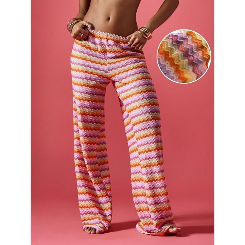 Womens Striped Wide Leg Pants Loose Casual Trousers Street Style Elastic Waist Mid-Stretch All Season