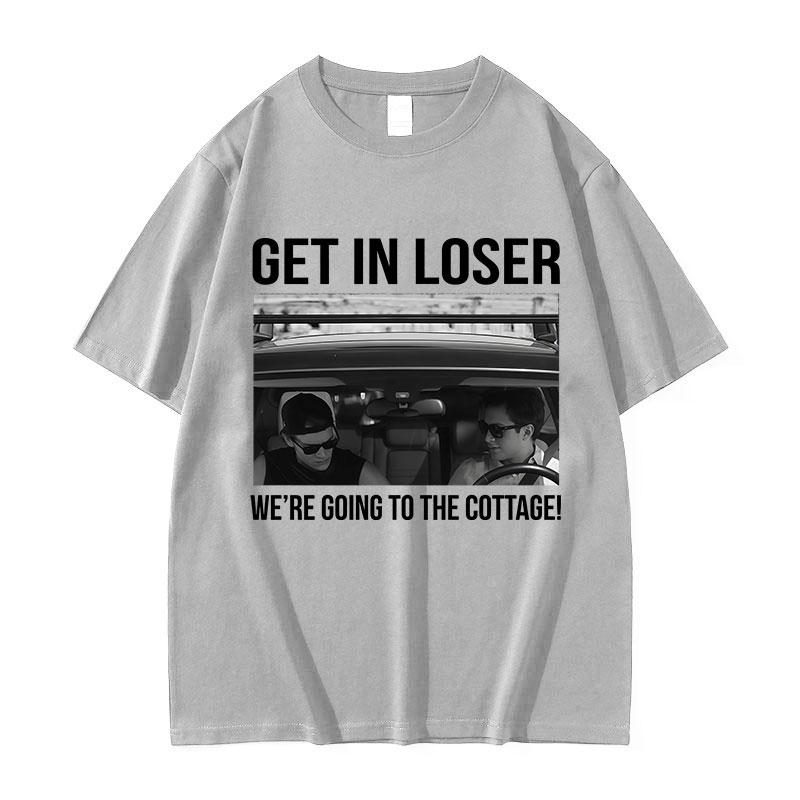 Heated Rivalry Get in Loser Were Going To The Cottage Graphic T Shirt Mens Vintage 100 Cotton Short Sleeve Tshirt Streetwear