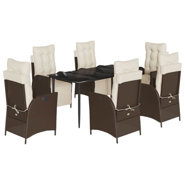 VidaXL Ensemble à Manger de Jardin avec Coussins 7 pcs, Table et Chaises avec Dossier Réglable, Meubles d'Extérieur, 3213410