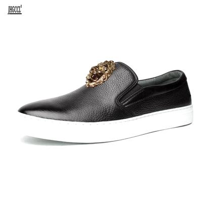 Fashion Brand Casual Men's Shoes Designer Luxury Cowhide Sneakers Men's Leather Shoes White Skate Shoes Lion Head A16