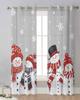 Christmas Snowman Snowflake Gray Sheer Curtains for Living Room Decoration Window Curtains Kitchen Tulle Voile Curtains