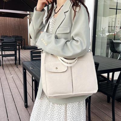 2024 Women's Corduroy Tote Handbag - European & American Fashion, Large Capacity, Simple Shoulder Crossbody Style