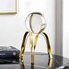 Clear Crystal Ball with Gold Art Deco Stand | Light Luxury Crystal Sphere for Photography, Ornaments, Bookcase Decor, Wedding, and Party