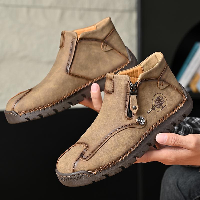 TUINANLE Frühling Handgefertigt Leder Herren Stiefel Design Sneaker Mann Atmungsaktiv Freizeit Schuhe Stiefeletten Outdoor
