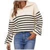 Women's Casual Fashion 2022 Long Sleeved Knitting Contrast Color Sweater Top