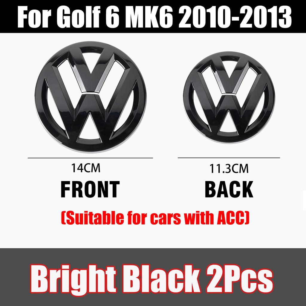For VolkswagenMK6 1/2Pcs Car Front Bonnet Grill Badge Rear Trunk Emblem Logo Cover Not Affect ACC For Volkswagen VW Golf 6 MK6 2010 2011 2012 2013