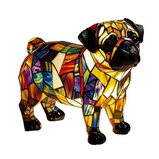 Лампа-песик зі скла Тиффані з USB-живленням Ретро-лампа з полімерної смоли Веселковий песик Настільна лампа Миле цуценя Світлодіодний нічник для спальні Робочого столу Декор для дому Подарунок для любителів собак