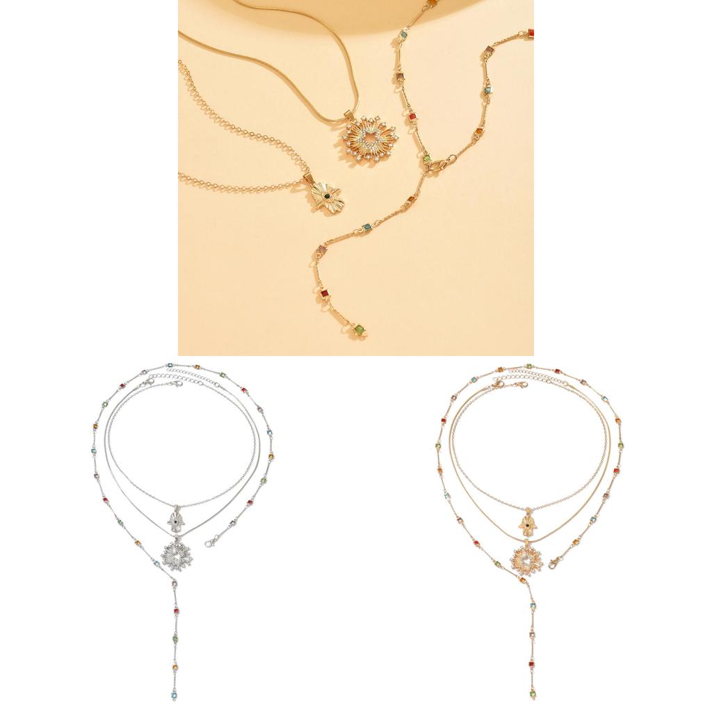 Star Jewelry Chain Necklace For Women With Colorful Tassels And Crystal Embellishments