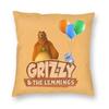 Happy Grizzy And The Lemmings Cushion Cover Sofa Home Decor Cartoon Lemmings Bear Square Throw Pillow Cover 45x45cm