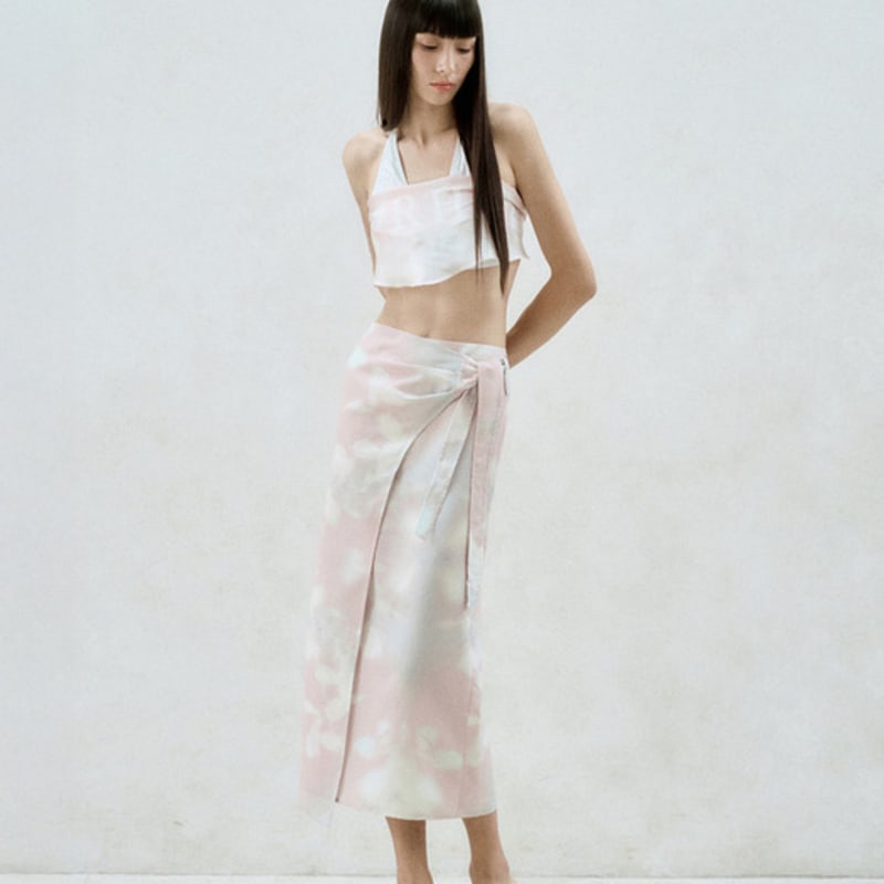 RE RHEE CHIFFON GRAPHIC SCARF