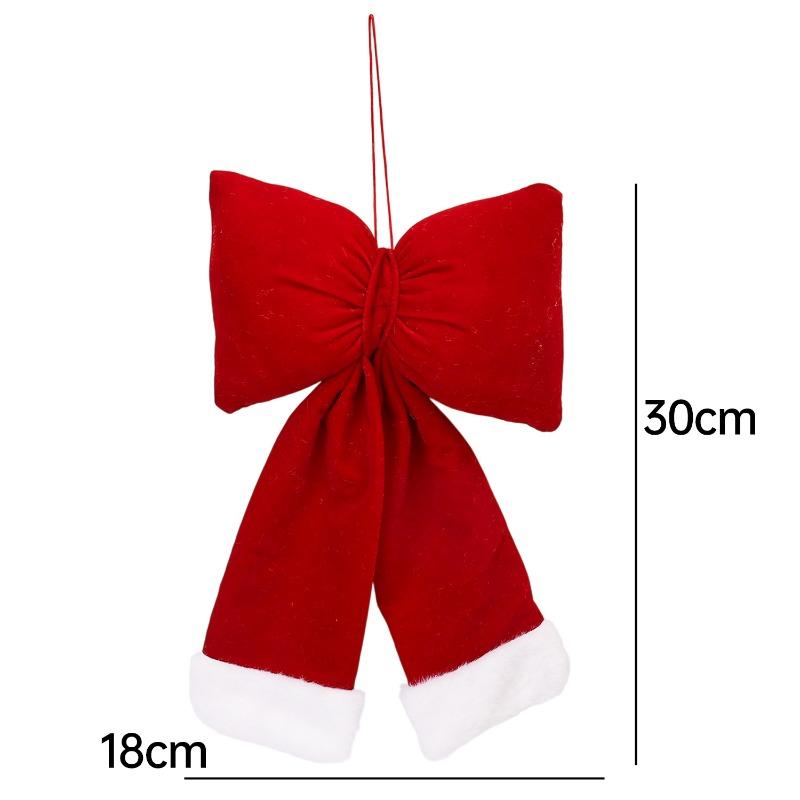 Flannel Christmas Bow Decoration Soft Touch Velvet Holiday Hanging Ornament for Xmas Tree Wreaths Gifts Party Fireplace Mantel