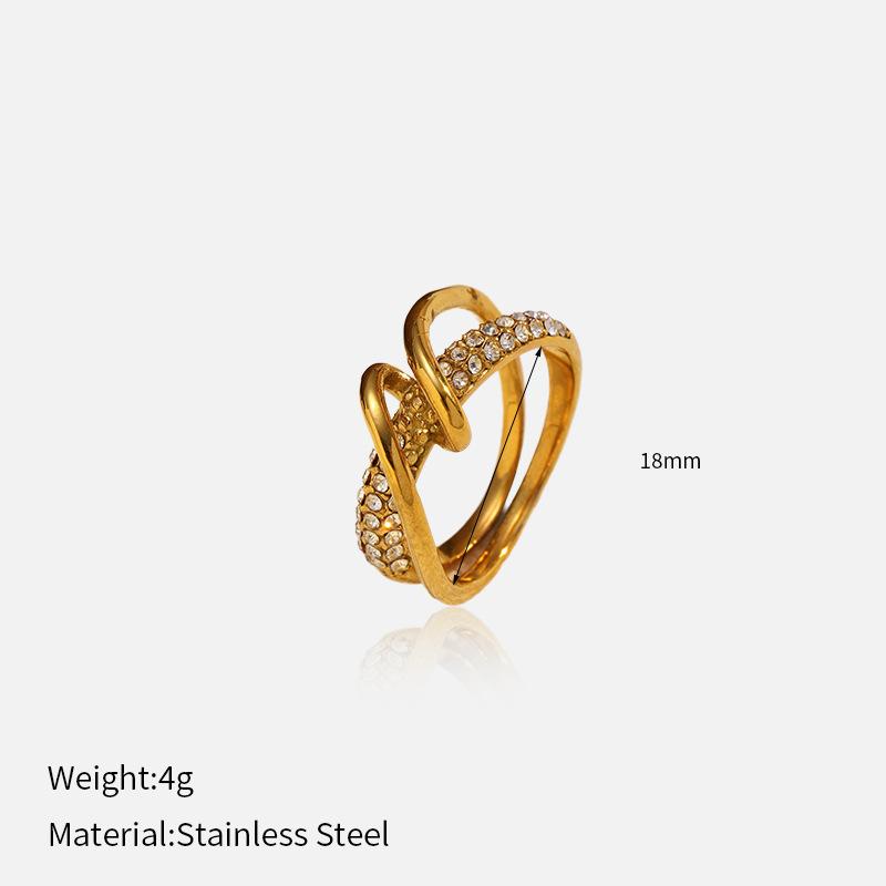 1011 101 stainless steel rings plated with 18K gold zircon high-end lace woven fashion rings are hot for women
