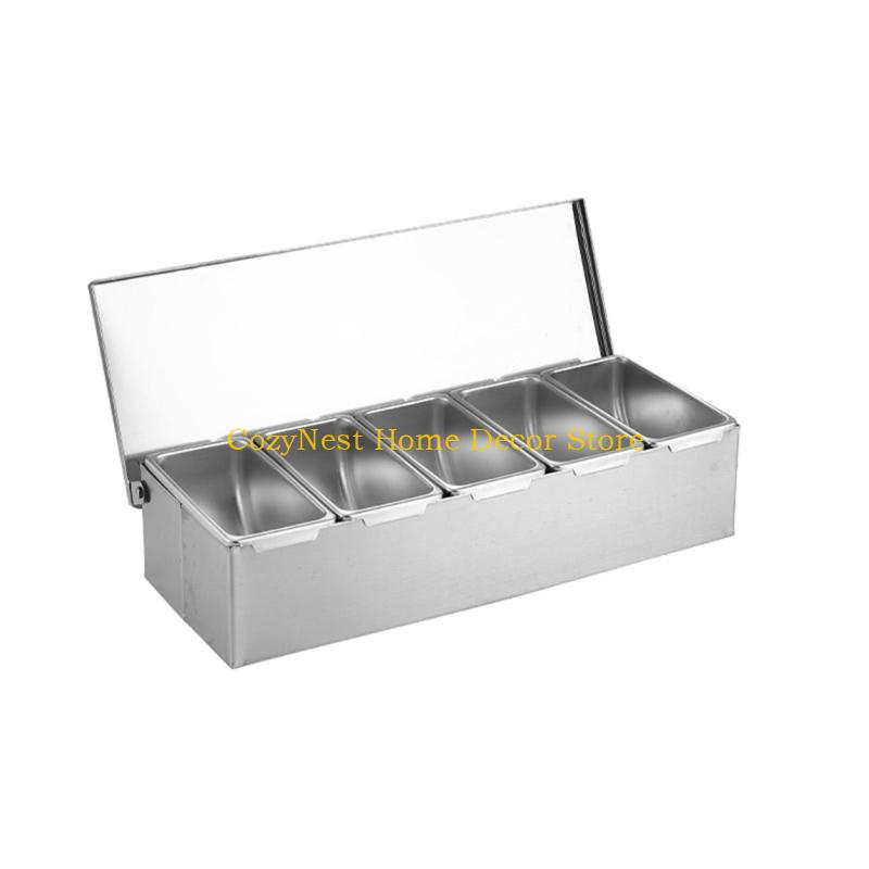 92MF Practical Nonrust Steel Spice Storage Box Multi Section Kitchen Essential For Organized Cooking And Meal Preps