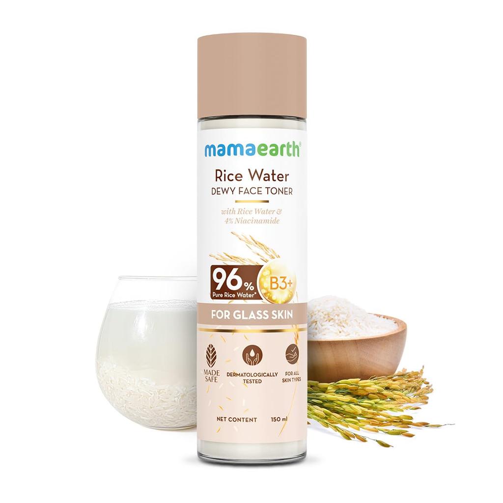Mamaearth Rice Water Dewy Face Toner 150 ml Pack of 1 | Hydrating Glass Skin Toner for Pore Minimizing & Even Skin Tone