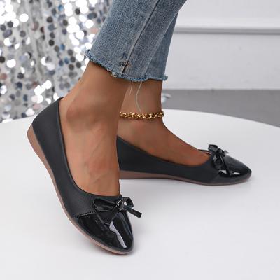 Pantofi Plați Noi Balerini Femei Confort Anti-alunecare Mocasini Dama Balerini din Piele Pantofi Unici Eleganti cu Fundă Pantofi pentru Mamă