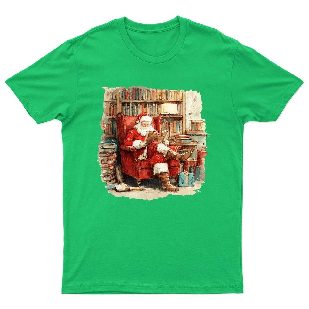 Santa Reading Book Christmas TShirt Unisex Gift Retro Seasonal Funny Xmas