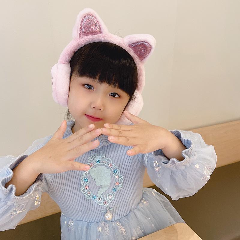 Children's Cute Cartoon Cat Ear Muffs – Boys & Girls Rabbit Fur Warm, Anti-freeze Ear Covers