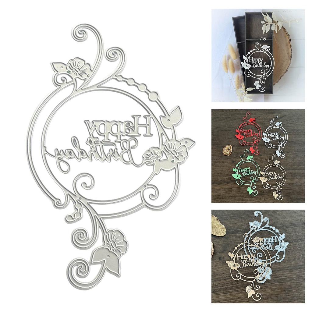Birthday Wreath Carbon Steel Die Cut Templates Decorative Embossing Paper Die for Scrapbooking Photo Album Card Making