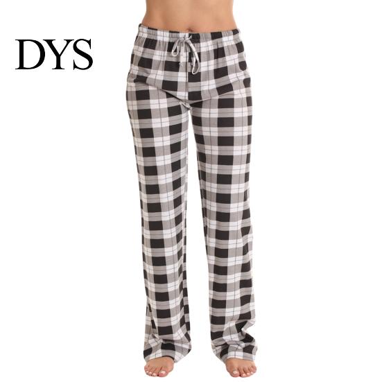 Loose Leg Women Trousers Long Pants Elastic Drawstring Waist Wide Casual Checked Pattern for Sporty Style Fit Home Versatile Leisure