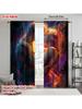 2pcs, plane printing Creative Curtains Romantic flame and ice couple Versatile 100% Polyester (without rod) Home Decor Use for