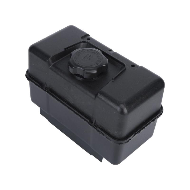 Lawn Mower Fuel Tank Replacement, Black Tank Assembly with Mounting Holes and Screw Cap, 17 x 14 x 18 cm Sizing
