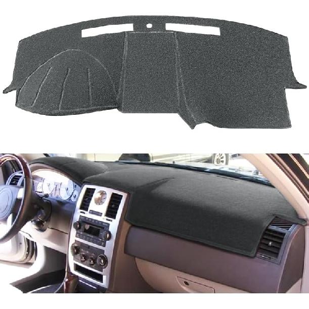 Dash Cover Mat  Fit For Chrysler 300 300C 2005-2010, Dashboard Cover Pad Carpet Protector (Black) F49