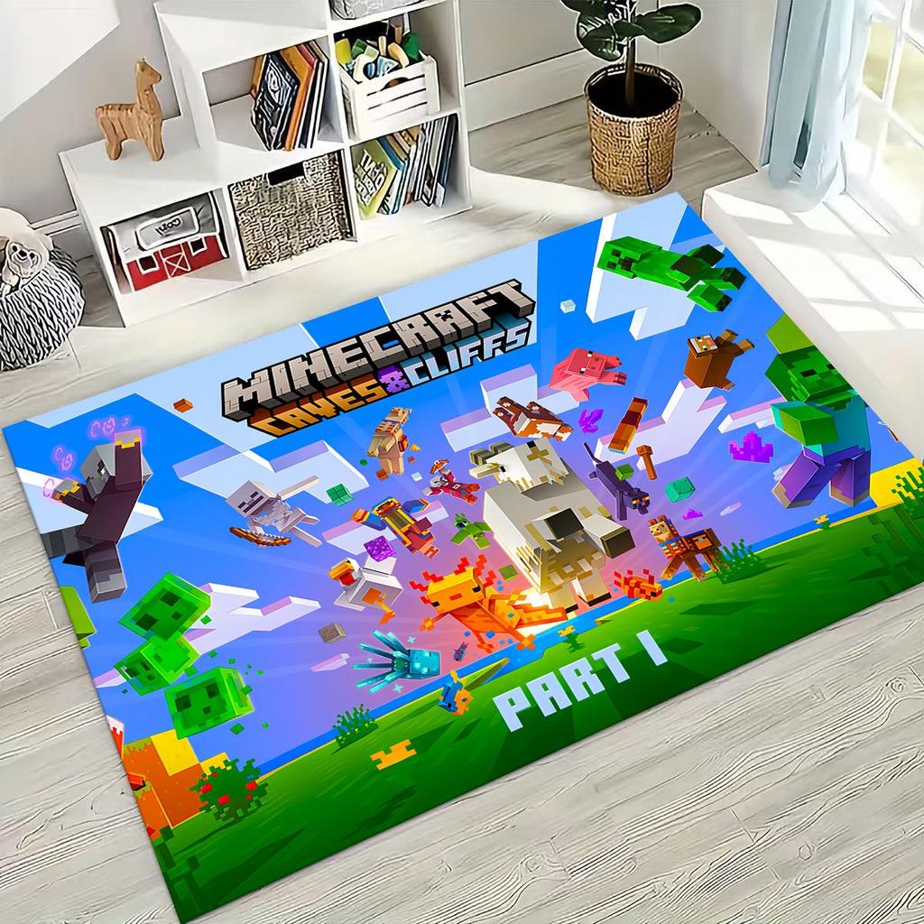 Cartoon S-Sandboxs 3D Game Carpet Rug for Bedroom Living Room Sofa Home Doormat Decor,Large Kids Play Non-slip Floor Mat Gift