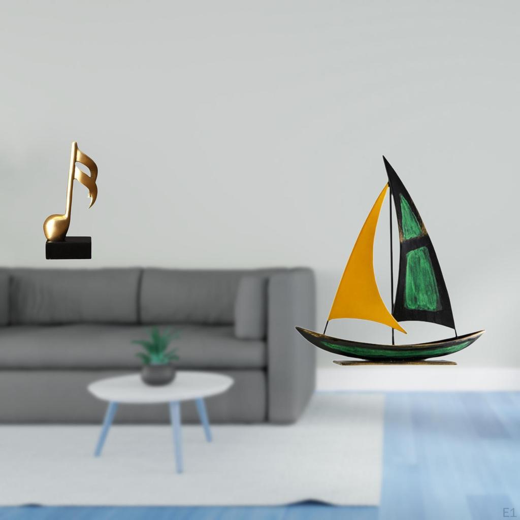 Harmonic Sailboat Resin Iron Tabletop Centerpiece Musical Note Figurine Creative Desk Ornament Feng