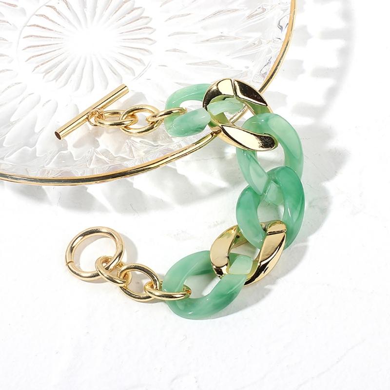 Two Tone Handchain Candy Color Resin Bangle Fashion Bracelet Jewelry Mother Day Gift for Women Autumn Winter Accessory