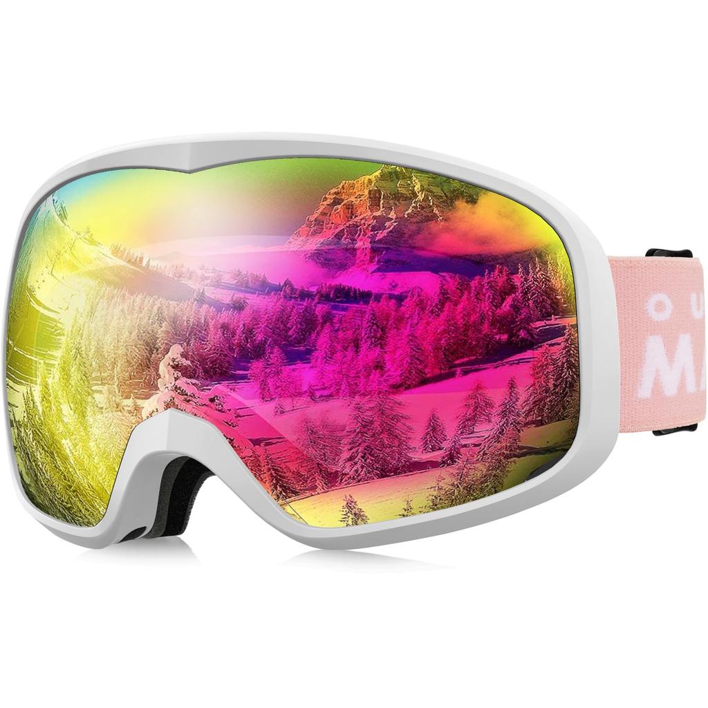 OutdoorMaster OTG Ski Glasses UV Wide Field of Snow Snowboarding Sports Radiation Impact Perfect for Winter and Unisex Goggles, Compatible,