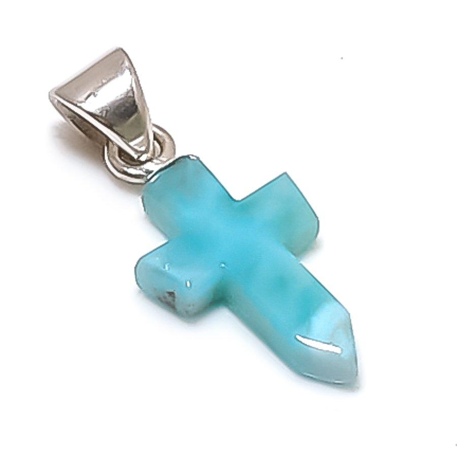 

Natural Larimar Gemstone Handmade 925 Sterling Silver Jewelry Pendant 1.06 N0W92